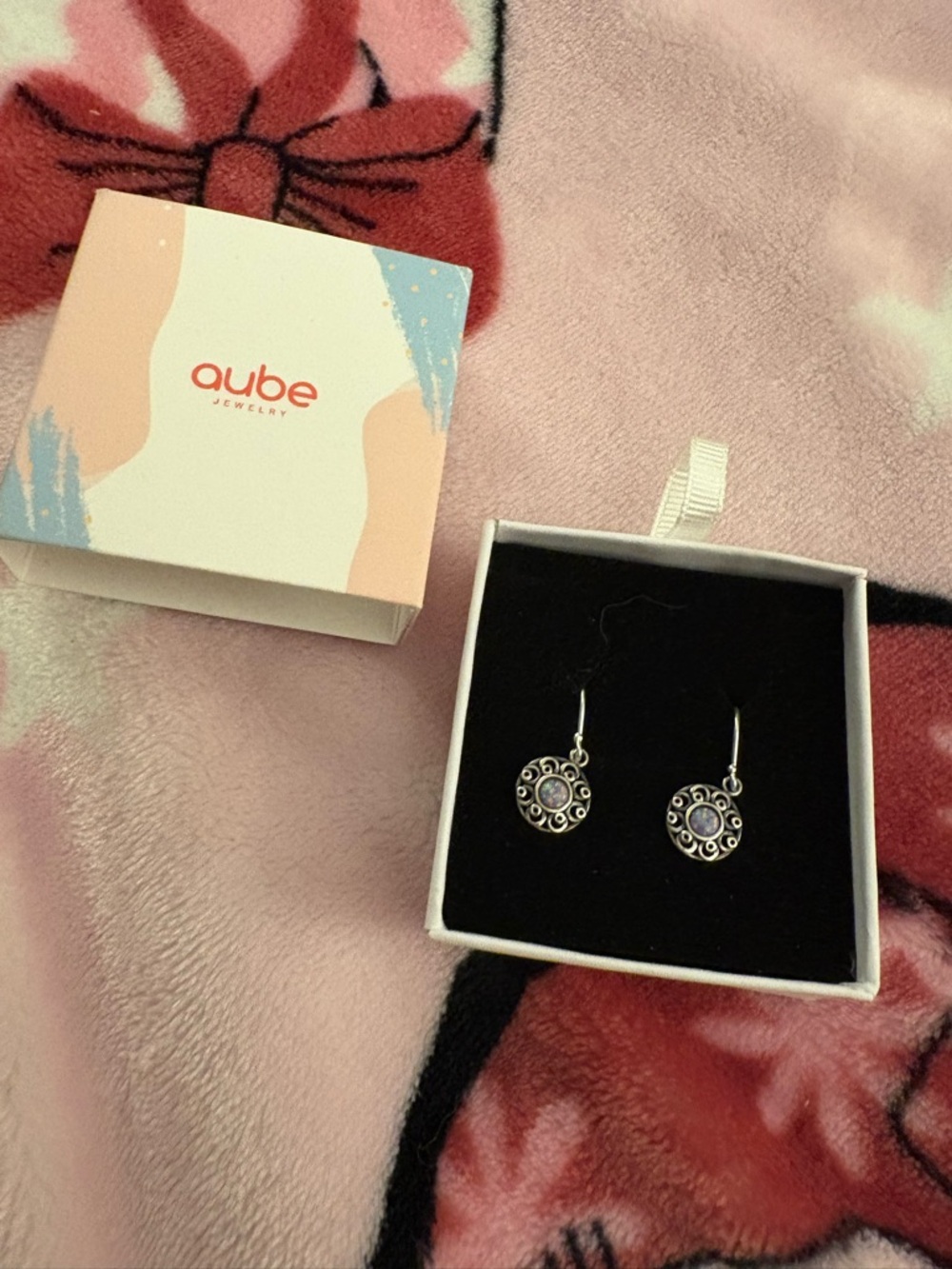 Sterling Silver Purple Stone Filigree Drop Earrings